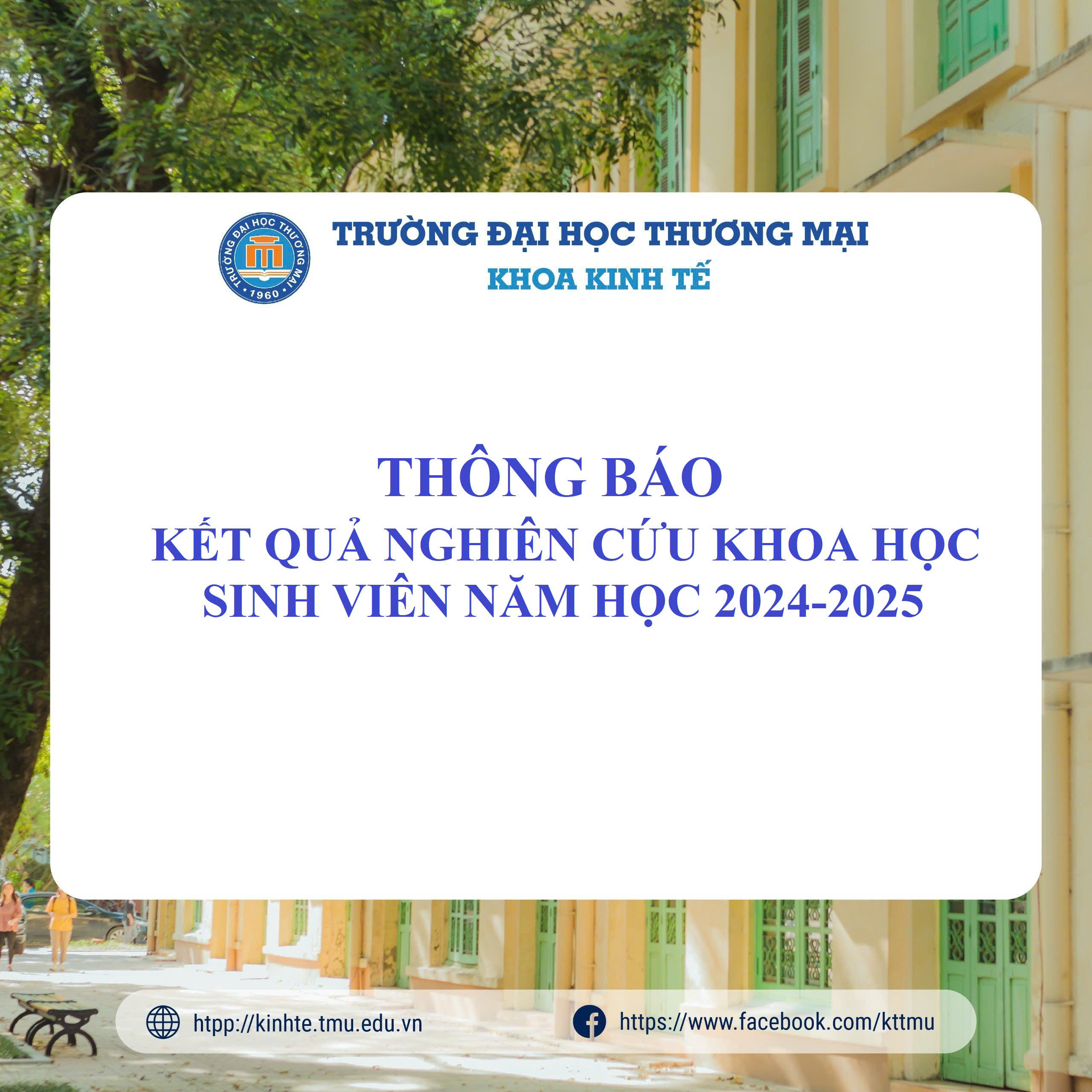 THÔNG BÁO KẾT QUẢ NCKH SINH VIÊN NĂM HỌC 2024 - 2025