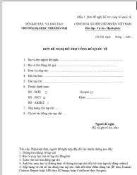 ĐƠN ĐỀ NGHỊ HỖ TRỢ CÔNG BỐ QUỐC TẾ