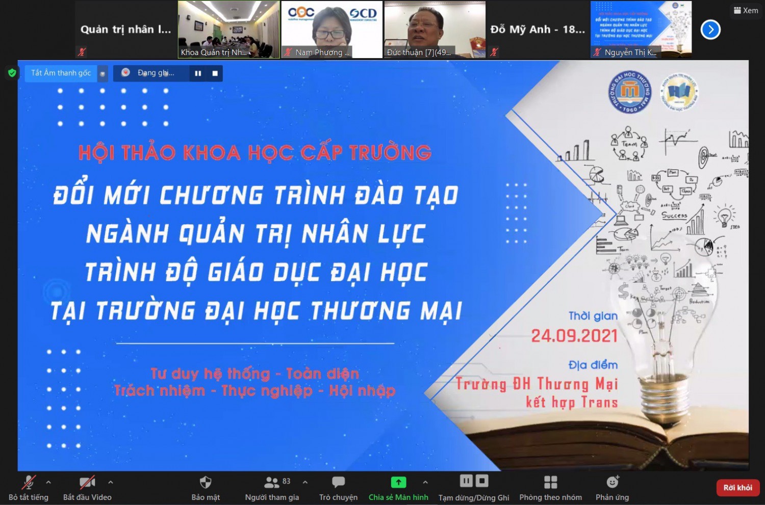 HỘI THẢO KHOA HỌC CẤP TRƯỜNG: ĐỔI MỚI CHƯƠNG TRÌNH ĐÀO TẠO NGÀNH QUẢN TRỊ NHÂN LỰC TRÌNH ĐỘ GIÁO DỤC ĐẠI HỌC TẠI TRƯỜNG ĐẠI HỌC THƯƠNG MẠI